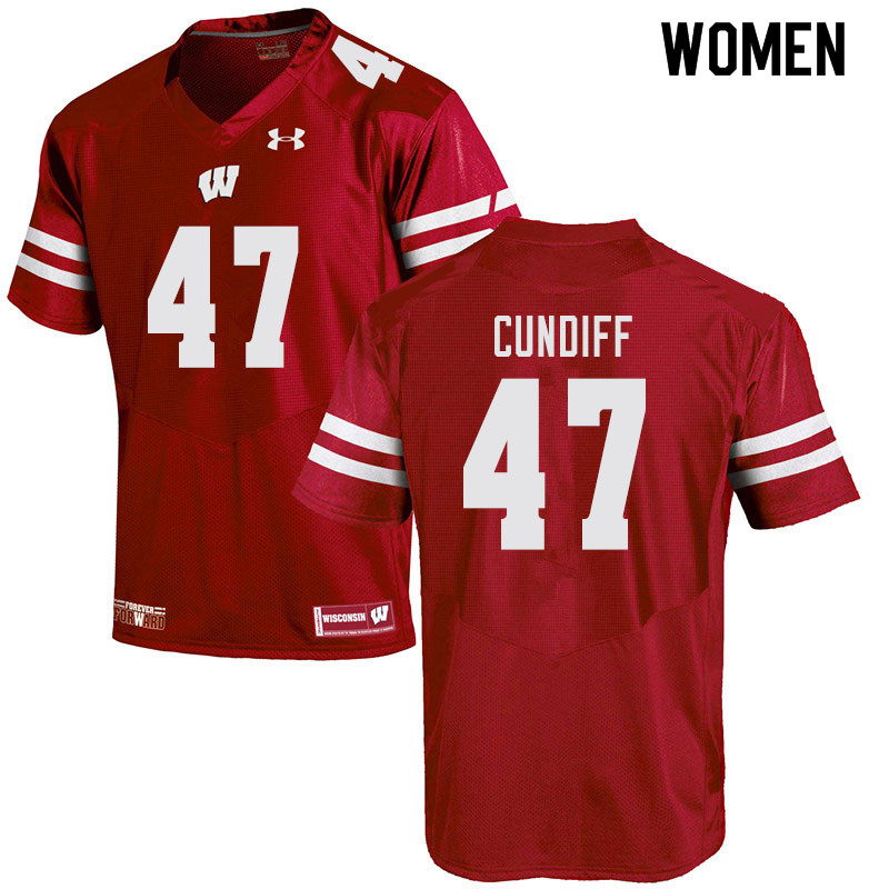 Wisconsin Badgers Women's #47 Clay Cundiff NCAA Under Armour Authentic Red College Stitched Football Jersey RA40S40FA